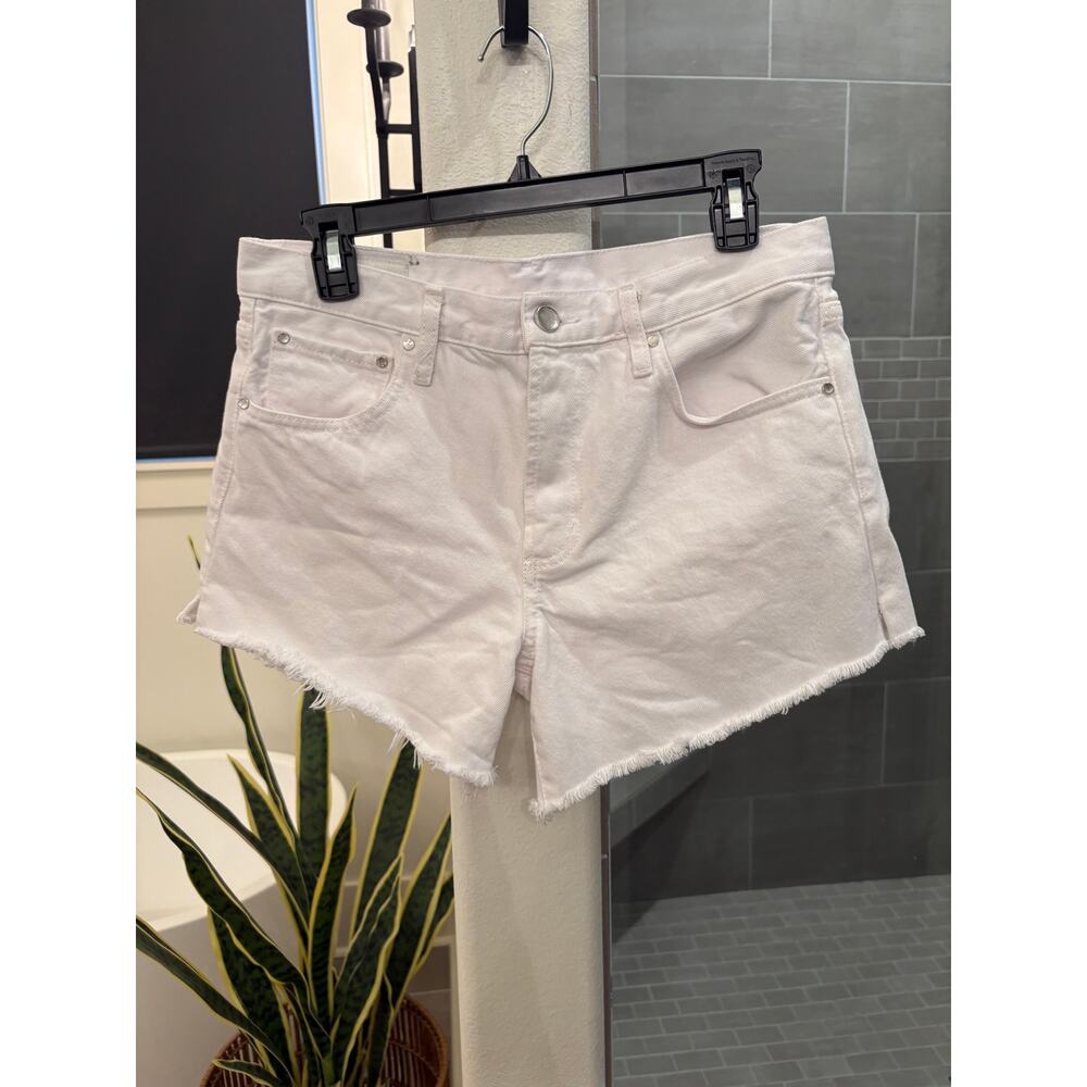 Zara White Denim oversized cut off shorts